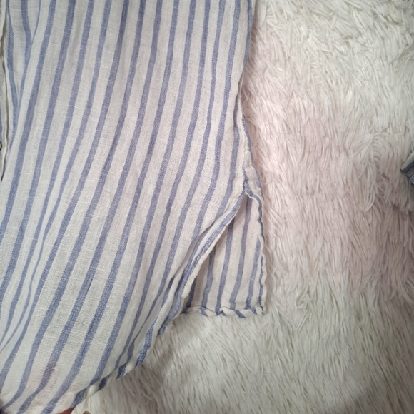 JONES CO NY Shirt XL 100% Linen Button Up Striped Lagenlook Coastal Grandma - Picture 6 of 10